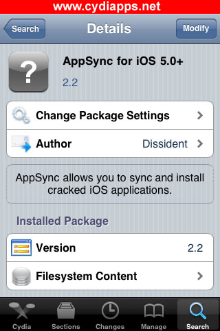 AppSync iOS5 screen